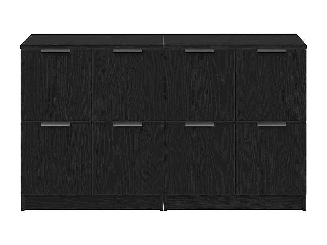 Dressoirs 2 stuks Zwarte Eiken 60x30x70 cm Bewerkt hout