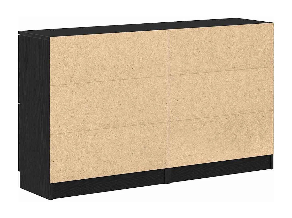 Dressoirs 2 stuks Zwarte Eiken 60x30x70 cm Bewerkt hout