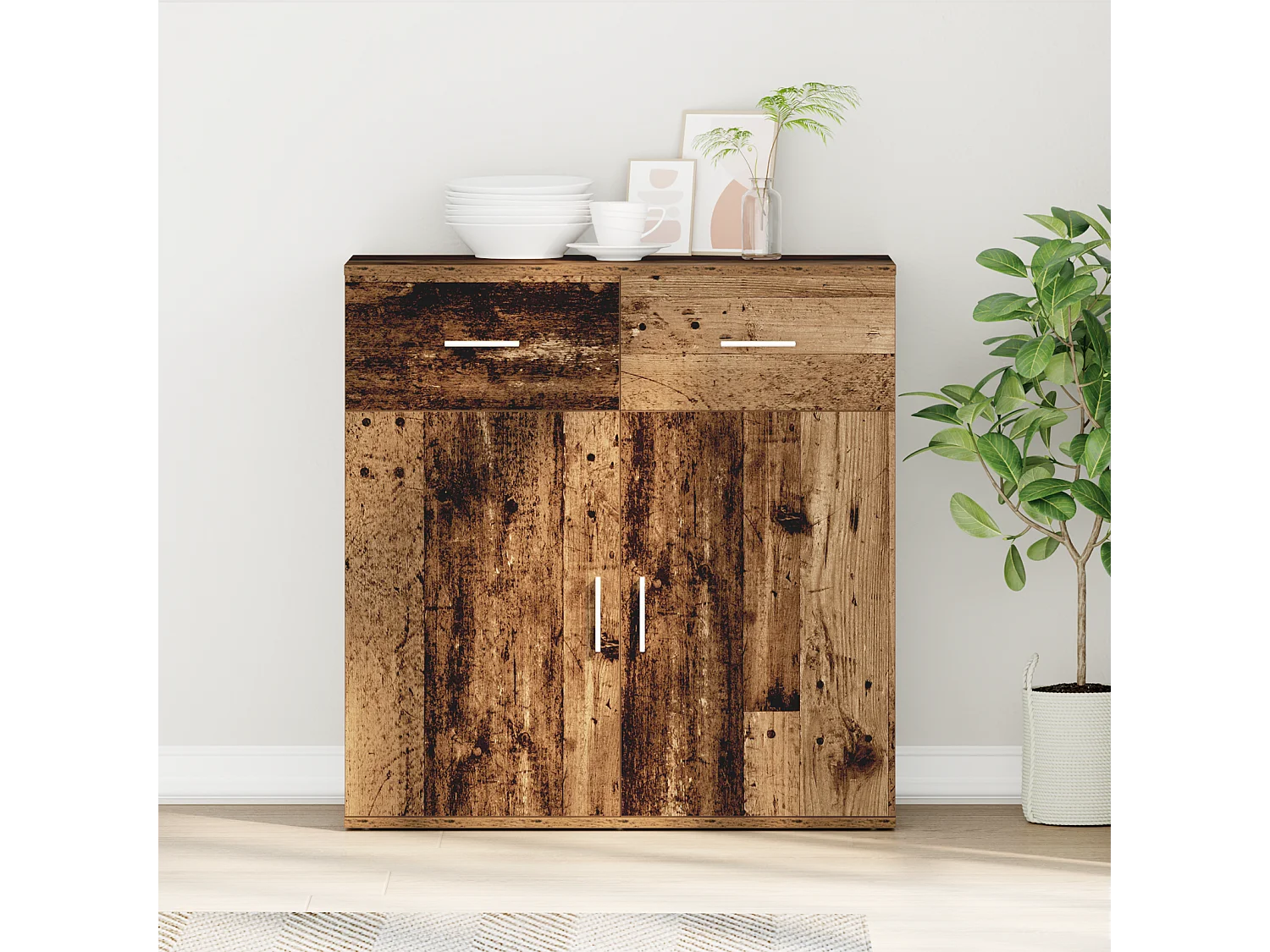 Buffet avec tiroir Vieux bois 79 x 38 x 80 cm Bois d'ingénierie