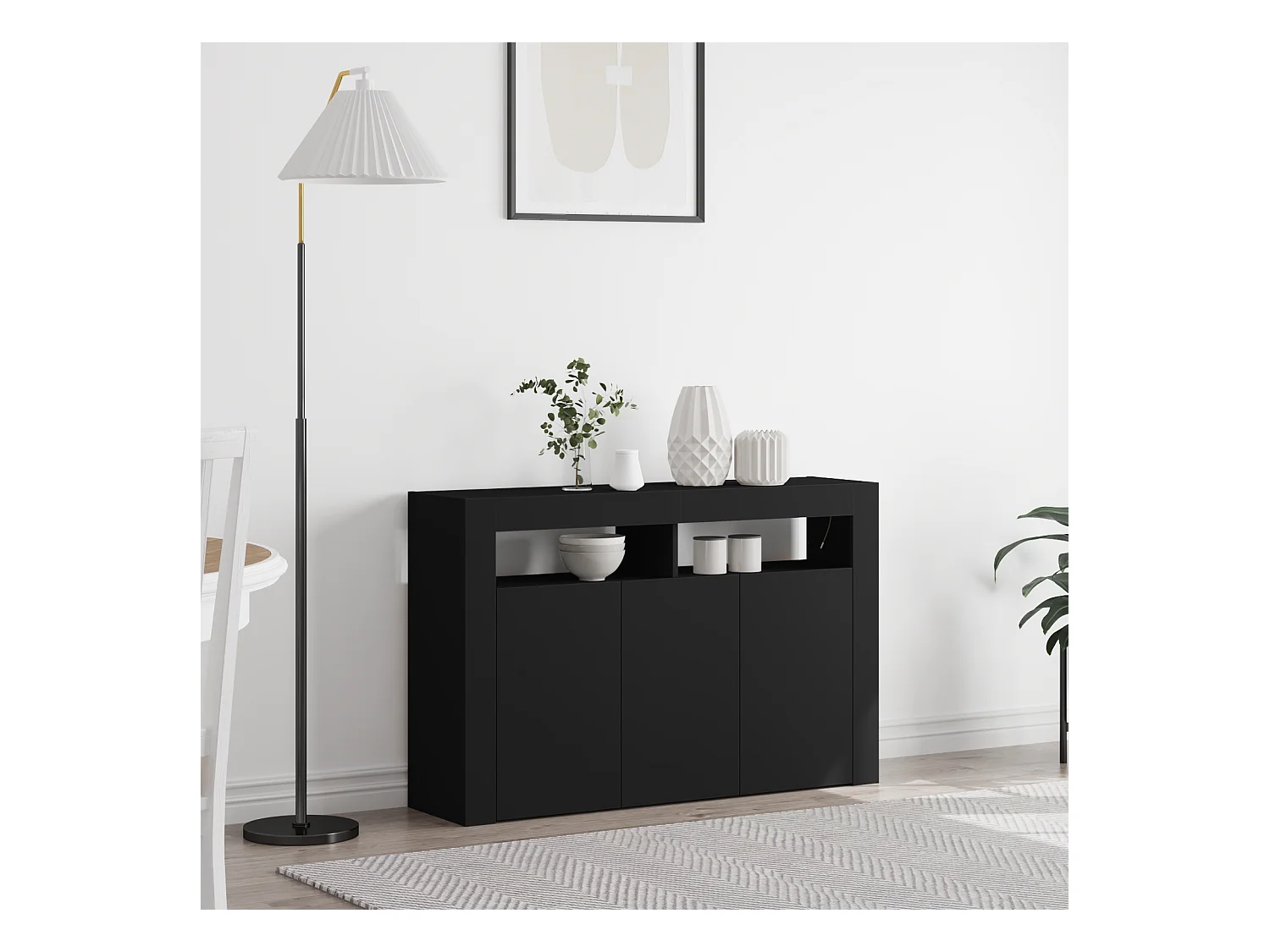 Buffet Noir Bois d'ingénierie 116 x 30 x 75 cm Buffet