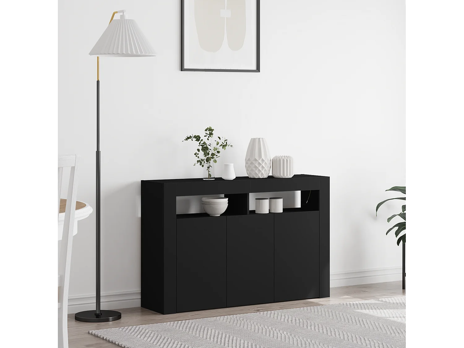 Buffet Noir Bois d'ingénierie 116 x 30 x 75 cm Buffet