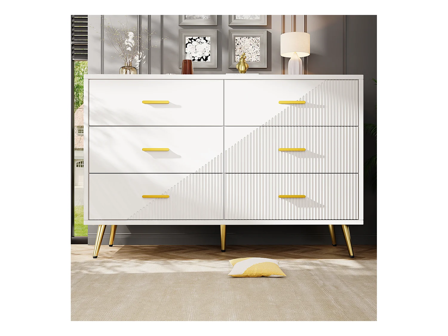 Commode à tiroirs, design moderne, MDF, blanc (120x40x75 cm)