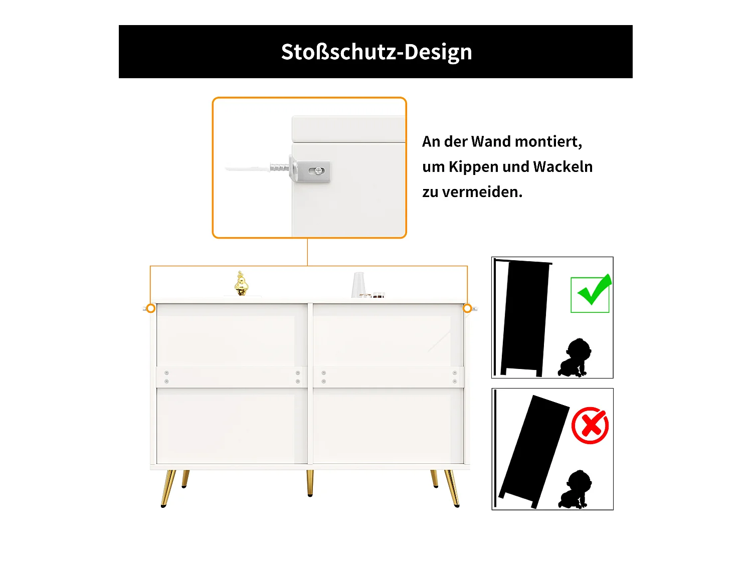 Commode à tiroirs, design moderne, MDF, blanc (120x40x75 cm)