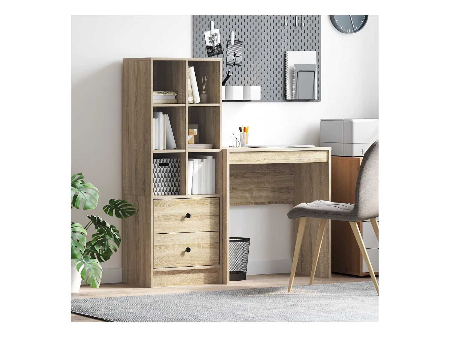 Bureau avec Rangement Chêne Sonoma Bois d'Ingénierie