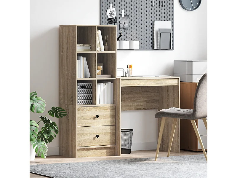 Bureau avec Rangement Chêne Sonoma Bois d'Ingénierie