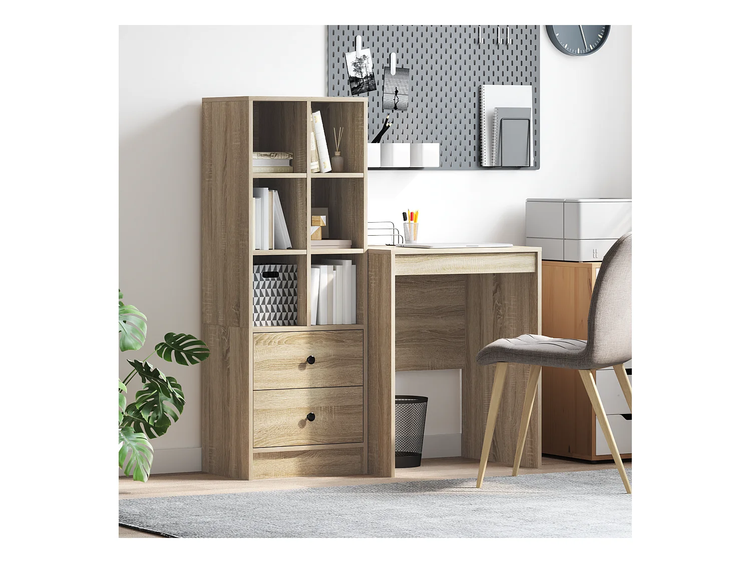 Schreibtisch mit Stauraum Sonoma Eiche Holzwerkstoff