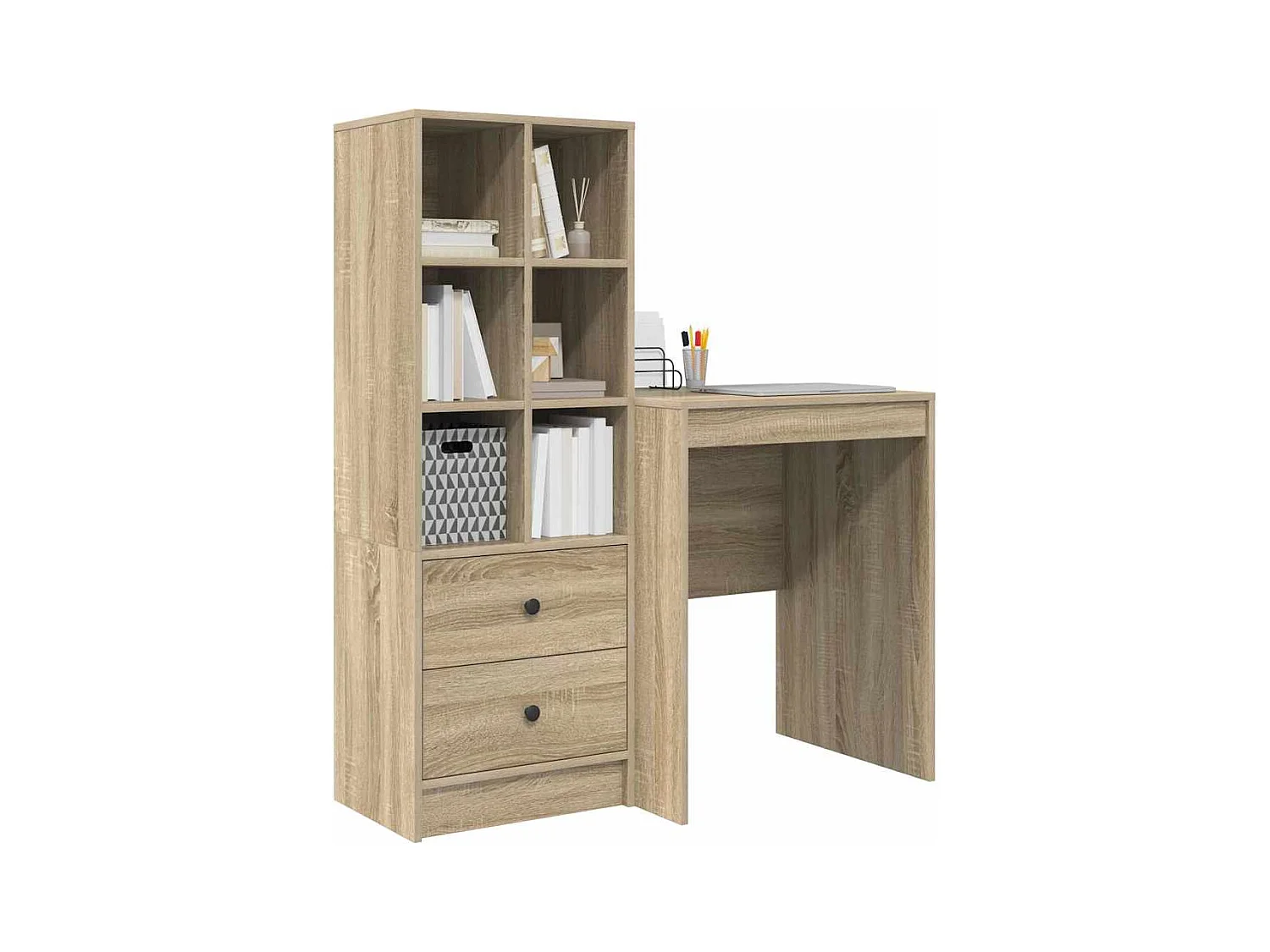 Schreibtisch mit Stauraum Sonoma Eiche Holzwerkstoff