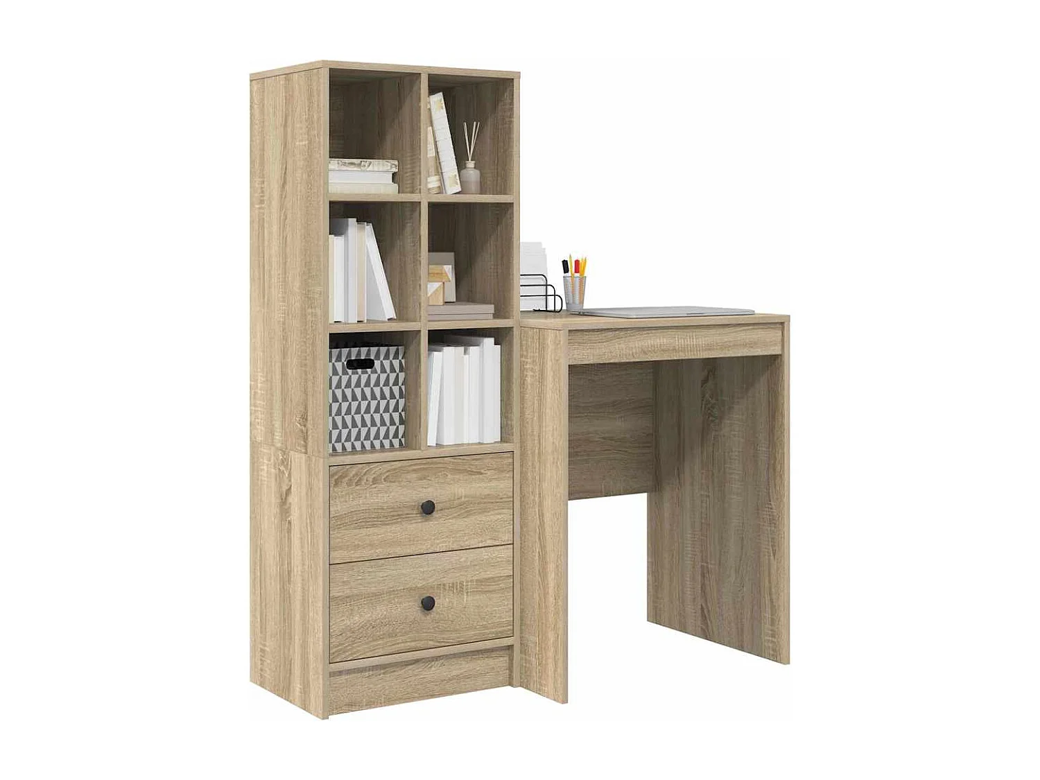 Bureau avec rangement Chêne Sonoma Bois d'ingénierie