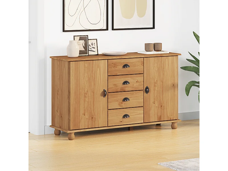 Vitrine 133,5x40x79 cm Bois de pin massif