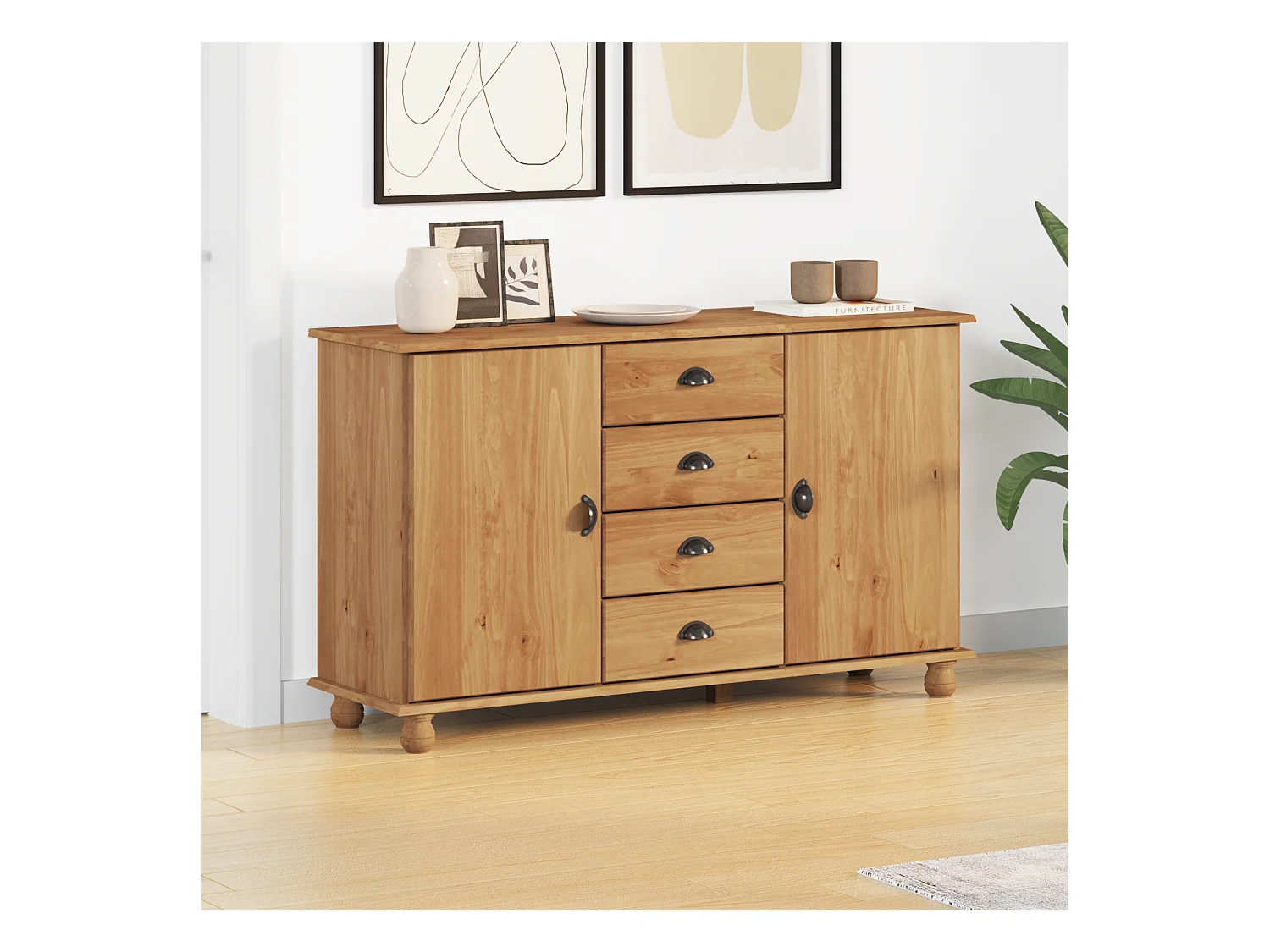 Vitrine 133,5x40x79 cm Bois de pin massif