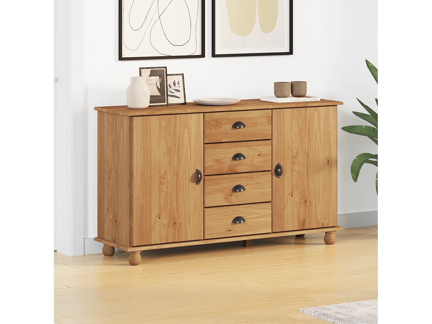 Vitrine 133,5x40x79 cm Bois de pin massif