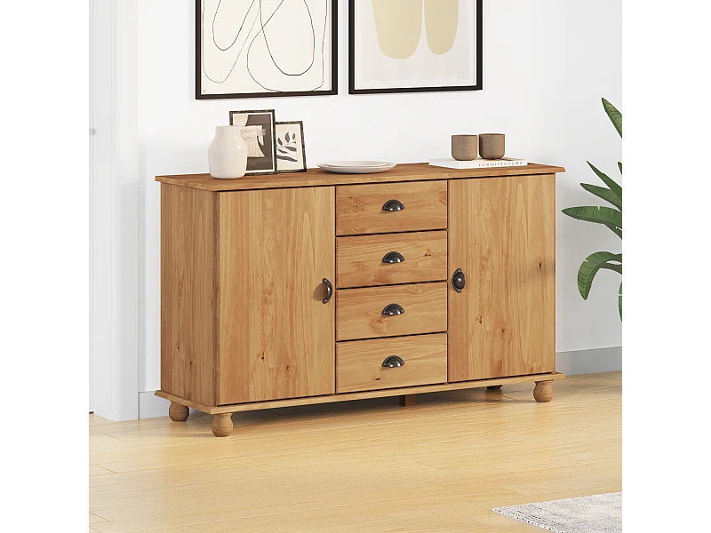 Vitrine 133,5x40x79 cm Bois de pin massif