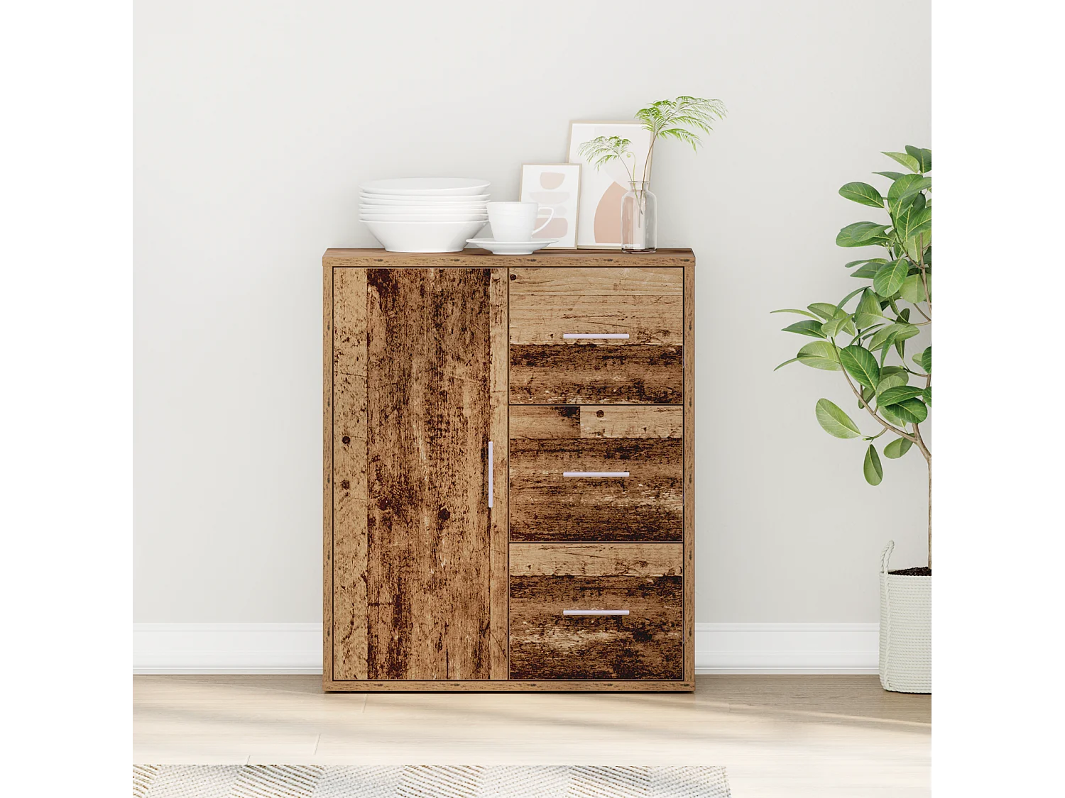 Buffet avec tiroir Vieux bois 60 x 31 x 70 cm Bois d'ingénierie