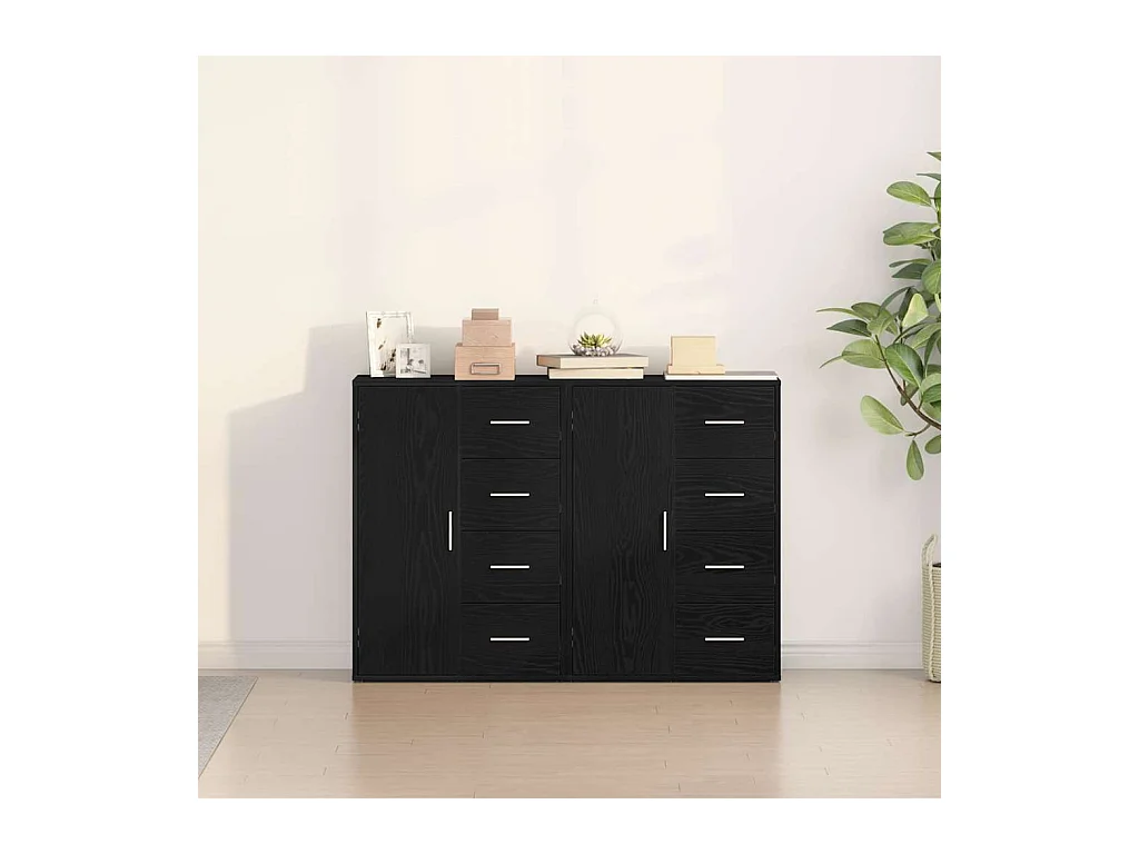 Buffets 2 pcs Chêne Noir 60x31x84 cm Bois d'Ingénierie