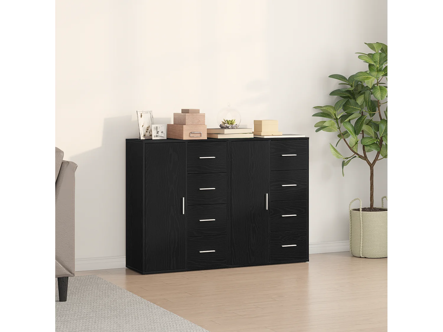 Buffets 2 pcs Chêne Noir 60x31x84 cm Bois d'Ingénierie