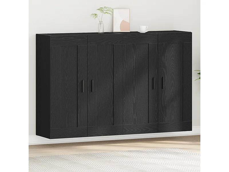 Armoires Murales 2 pcs Chêne Noir Bois Ingénieré
