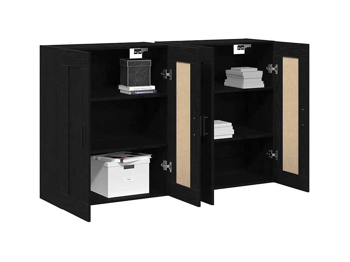 Armoires Murales 2 pcs Chêne Noir Bois Ingénieré