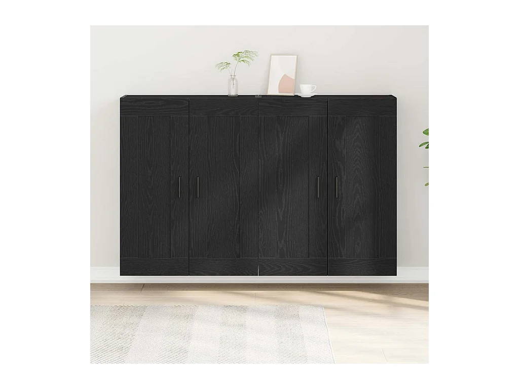 Armoires Murales 2 pcs Chêne Noir Bois Ingénieré