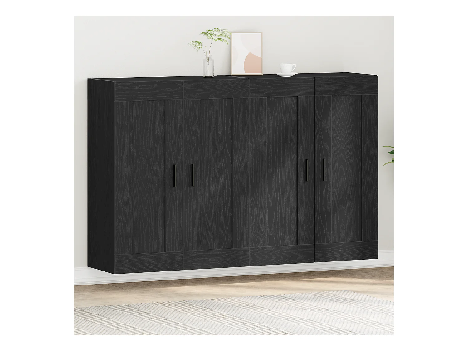 Armoires Murales 2 pcs Chêne Noir Bois Ingénieré