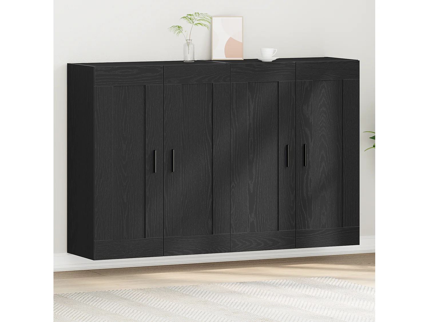 Armoires Murales 2 pcs Chêne Noir Bois Ingénieré