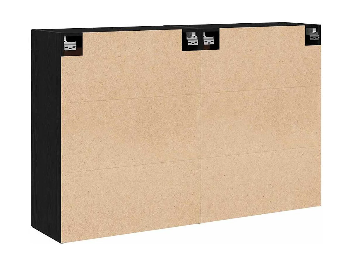 Armoires Murales 2 pcs Chêne Noir Bois Ingénieré