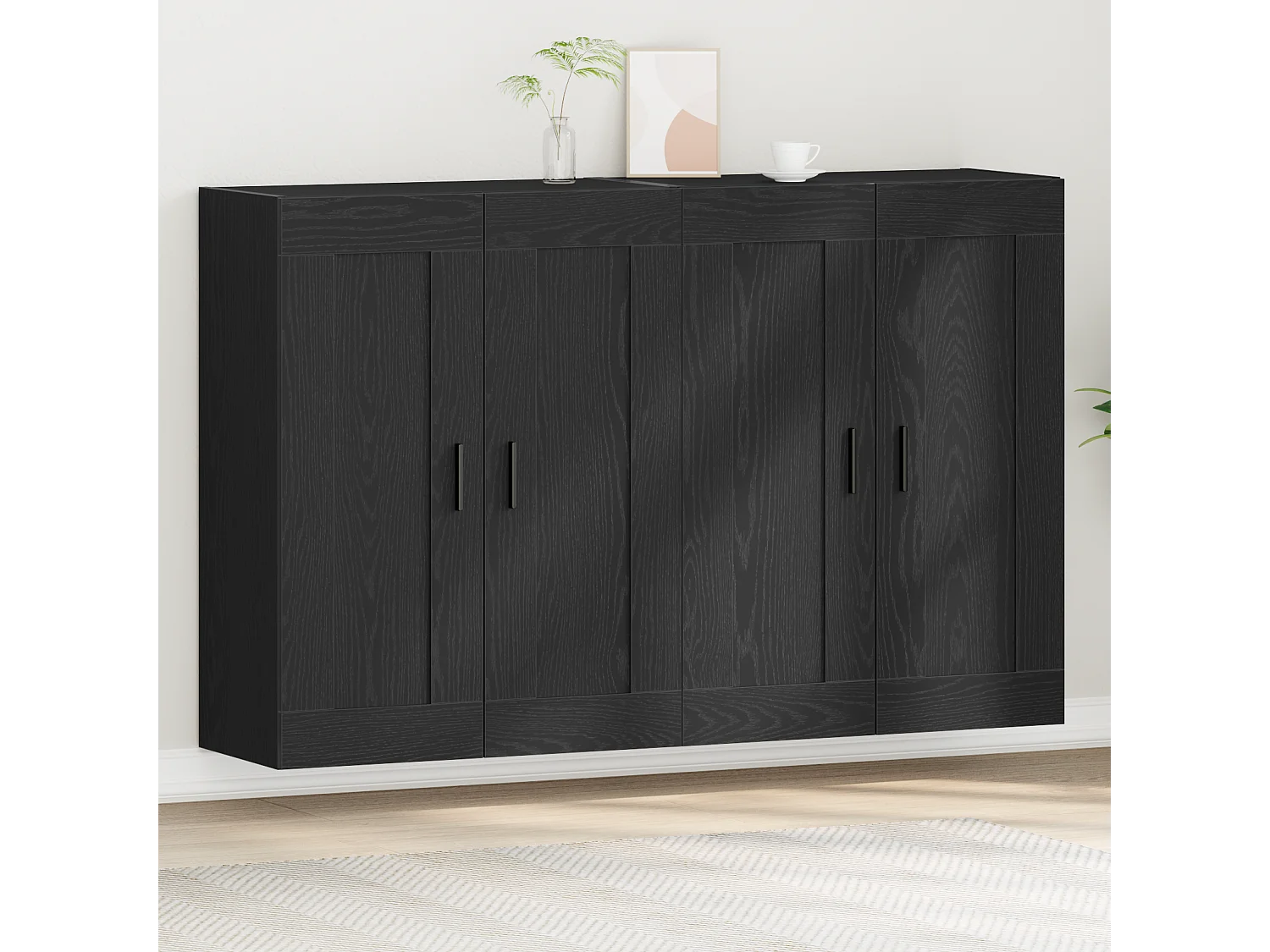 Armoires Murales 2 pcs Chêne Noir Bois Ingénieré