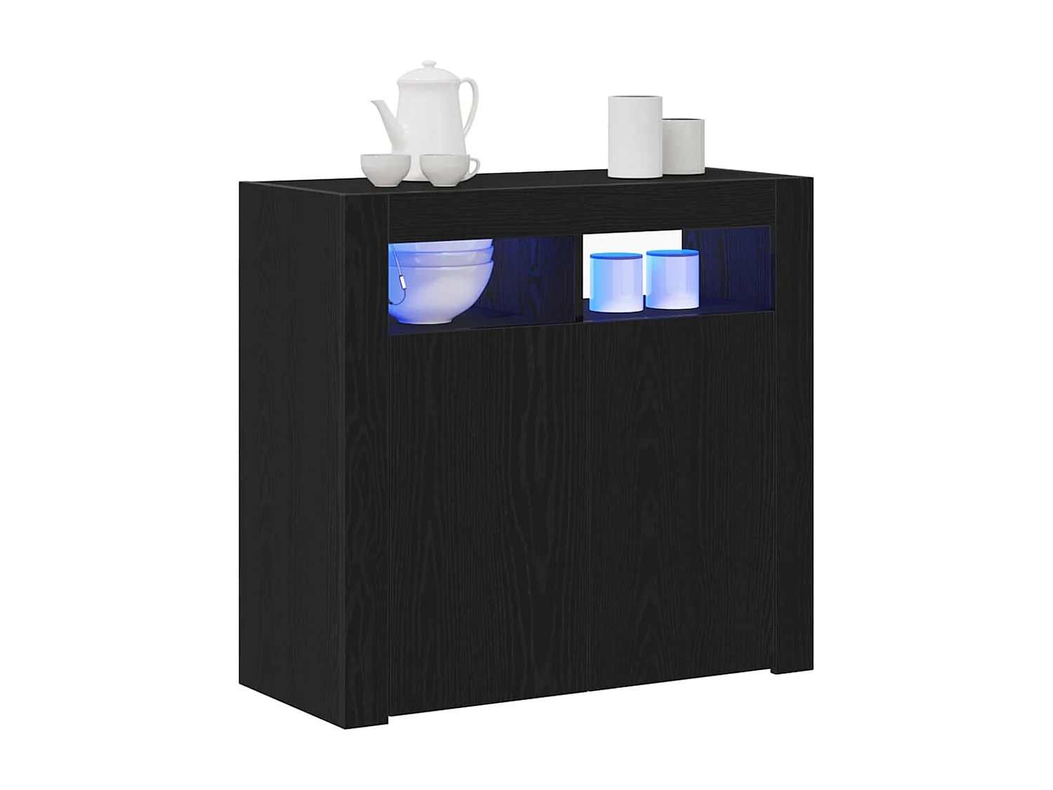 Buffet avec lumières LED, Chêne noir, 80x35x75 cm, Bois d'ingénierie