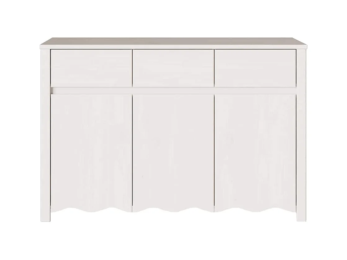 Buffet "DRAMMEN" Blanc 114x43x75,5 cm en Bois Massif de Pin