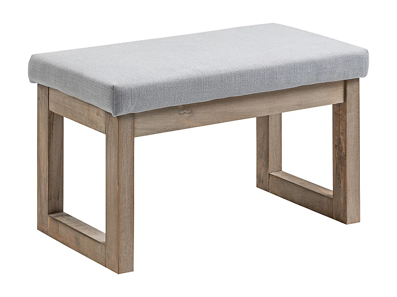 Aufbewahrungshocker mit Holzbeinen, gepolsterter Pouf, Polyestergewebe, grau (68x38x42 cm)