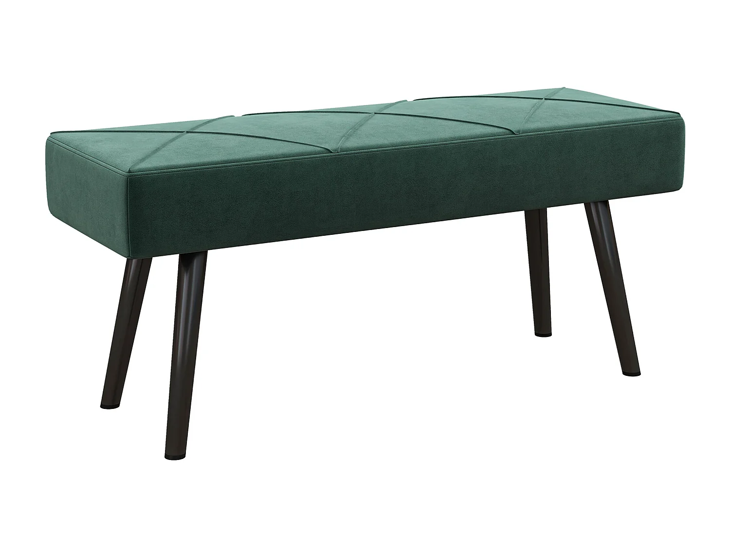 Banc rembourré velours, structure acier, vert, motif croix, charge jusqu’à 120kg (100x36x45cm)