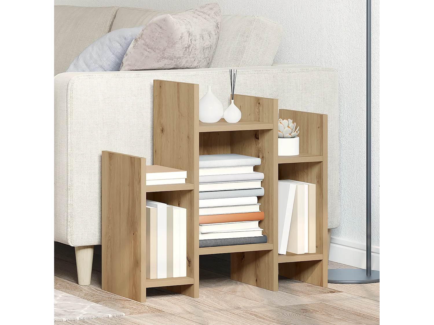 Credenza con ripiano, rovere lavorato a mano, 60 x 26 x 60 cm