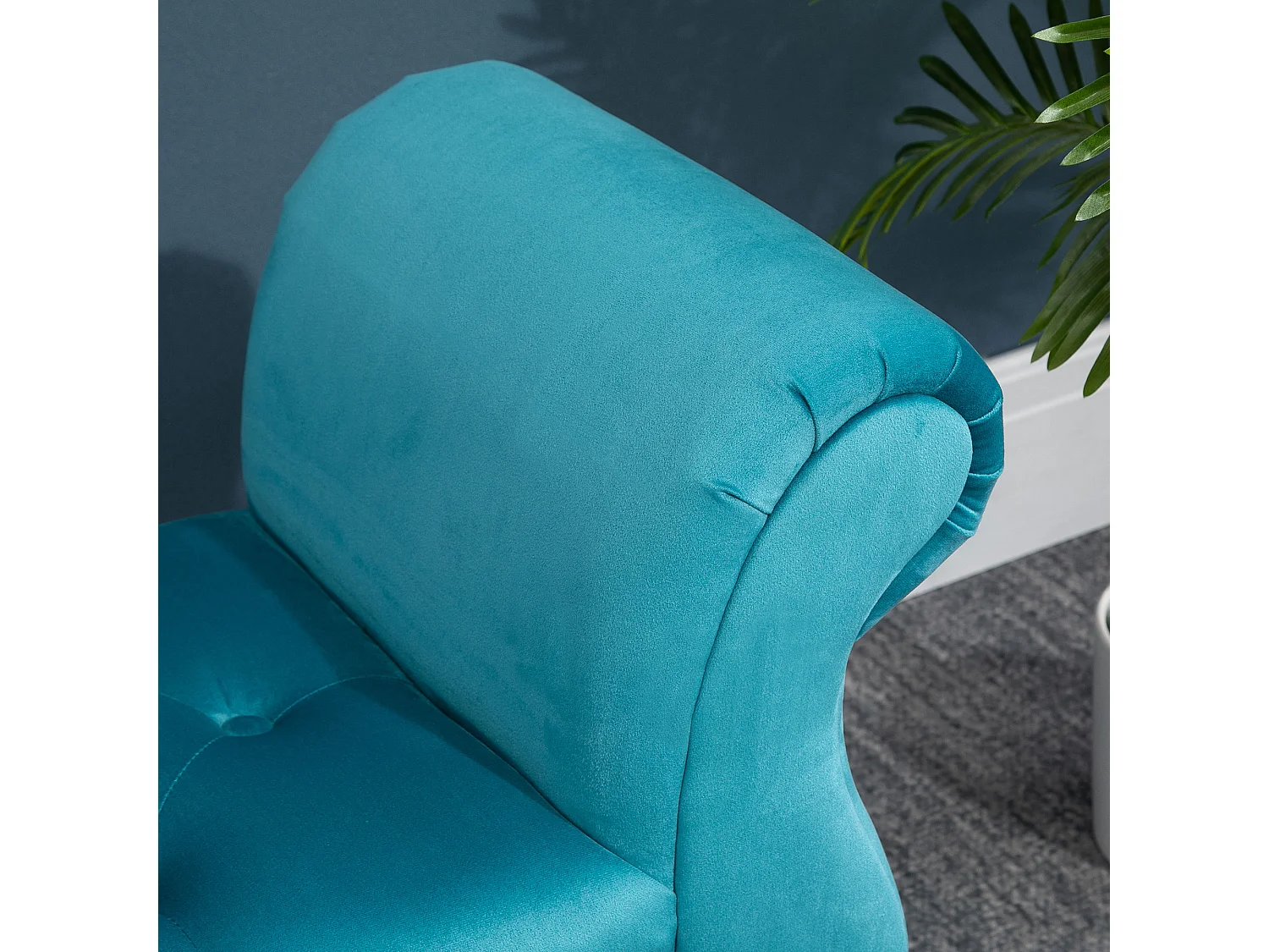 Luxe gestoffeerde bank, vintage design, polyester en rubber, blauw (117x40x58 cm)