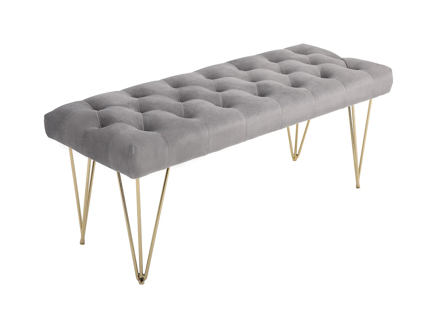 Halbank met opbergruimte, fluwelen stof, lichtgrijs (116x44,5x49 cm)