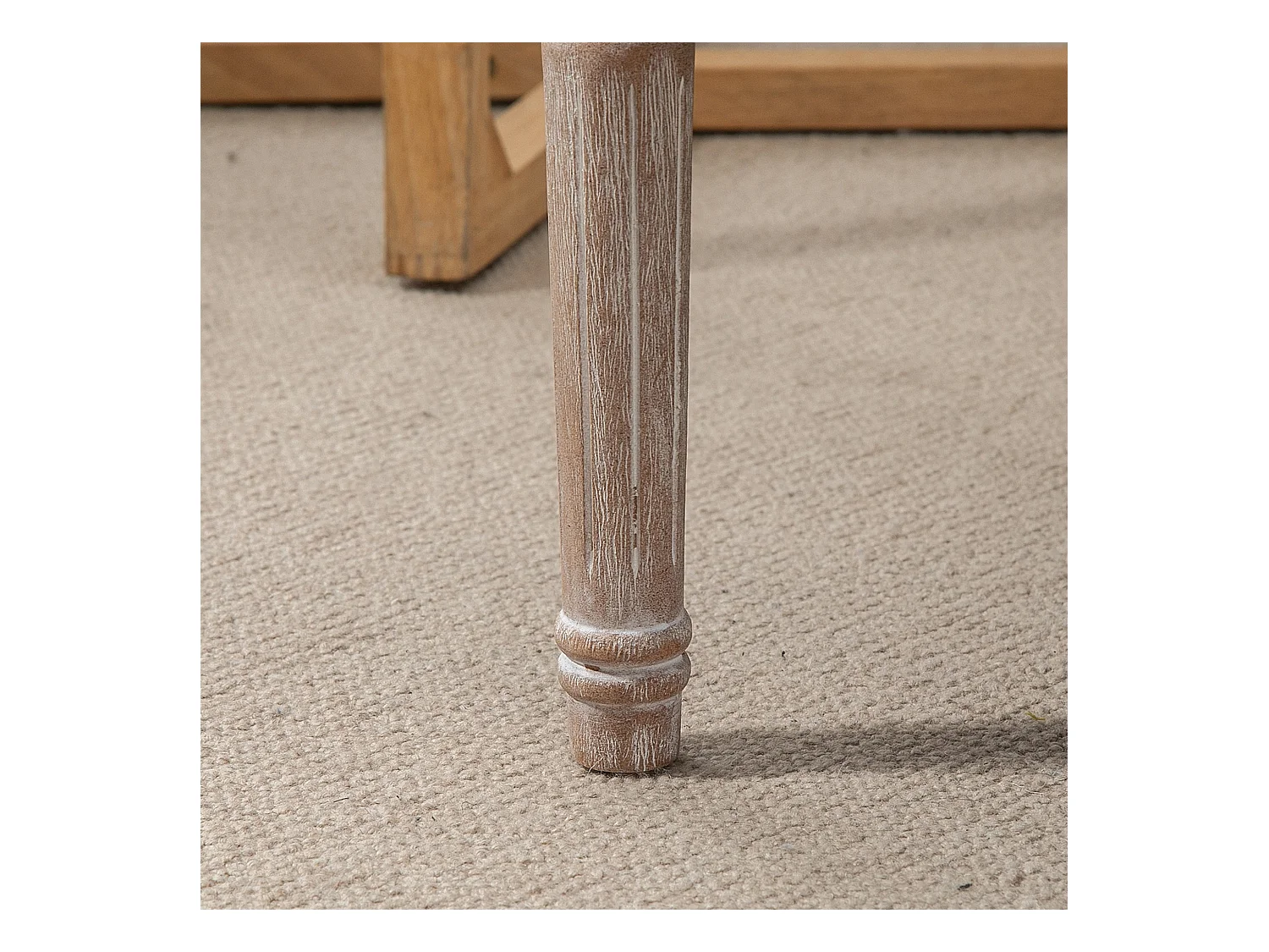 Tabouret de siège, banc rembourré, pieds en bois, tissu effet lin, crème/blanc (80x40x43 cm)