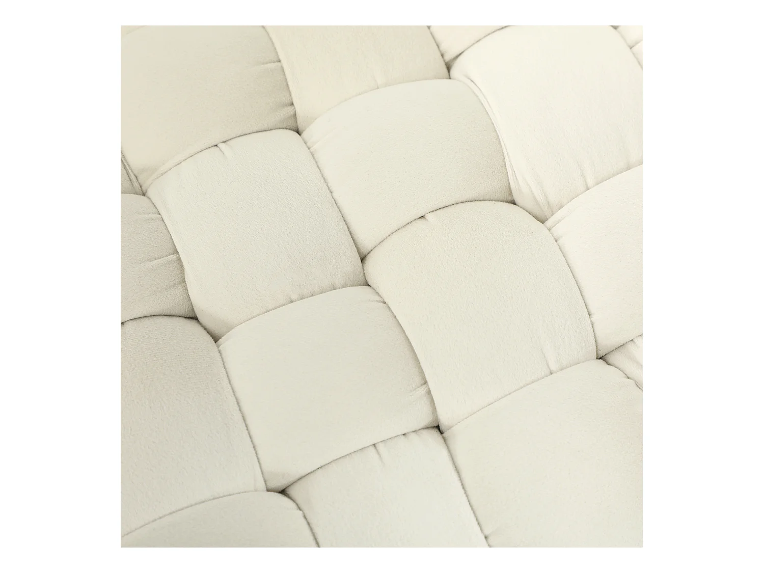 Pouf en velours avec pieds métalliques, confortable et stable, crème (76x38x41.5cm)