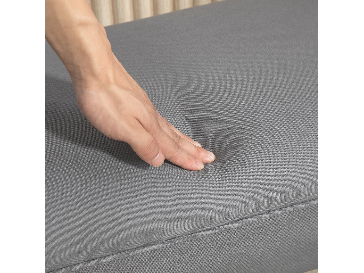Banc rembourré polyvalent, structure MDF, tissu voile, gris foncé (102x36x51cm)
