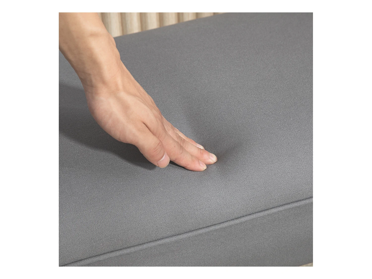 Banc rembourré polyvalent, structure MDF, tissu voile, gris foncé (102x36x51cm)