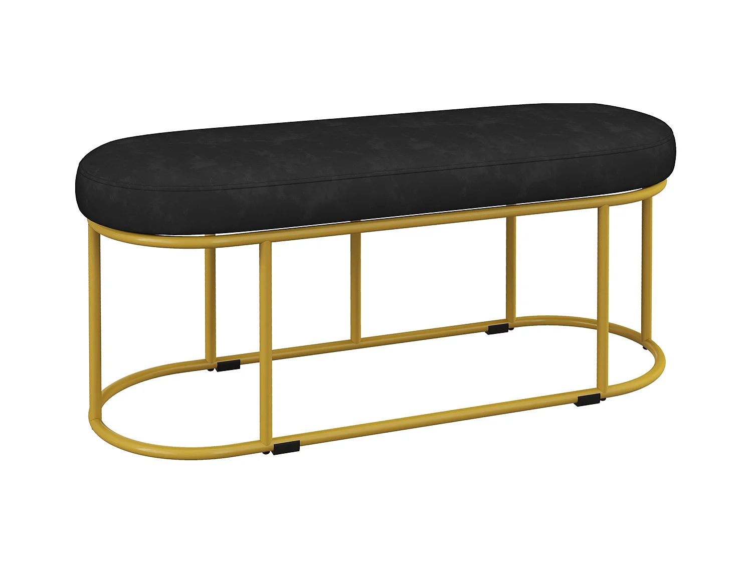 Banc de rangement en velours, cadre en métal, noir (100x37x43 cm)