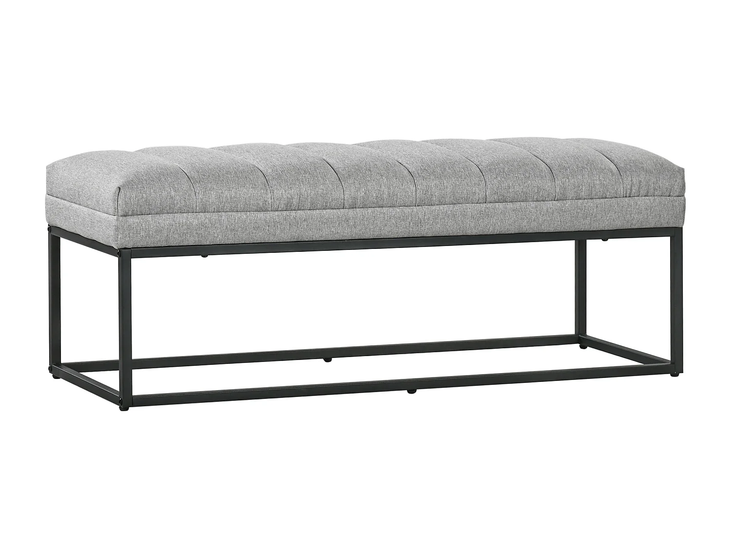Banc de rangement en lin, avec pieds en acier, capacité 200 kg, gris (120x44x45.5 cm)