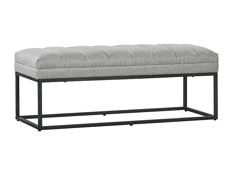 Banc de rangement en lin, avec pieds en acier, capacité 200 kg, gris (120x44x45.5 cm)
