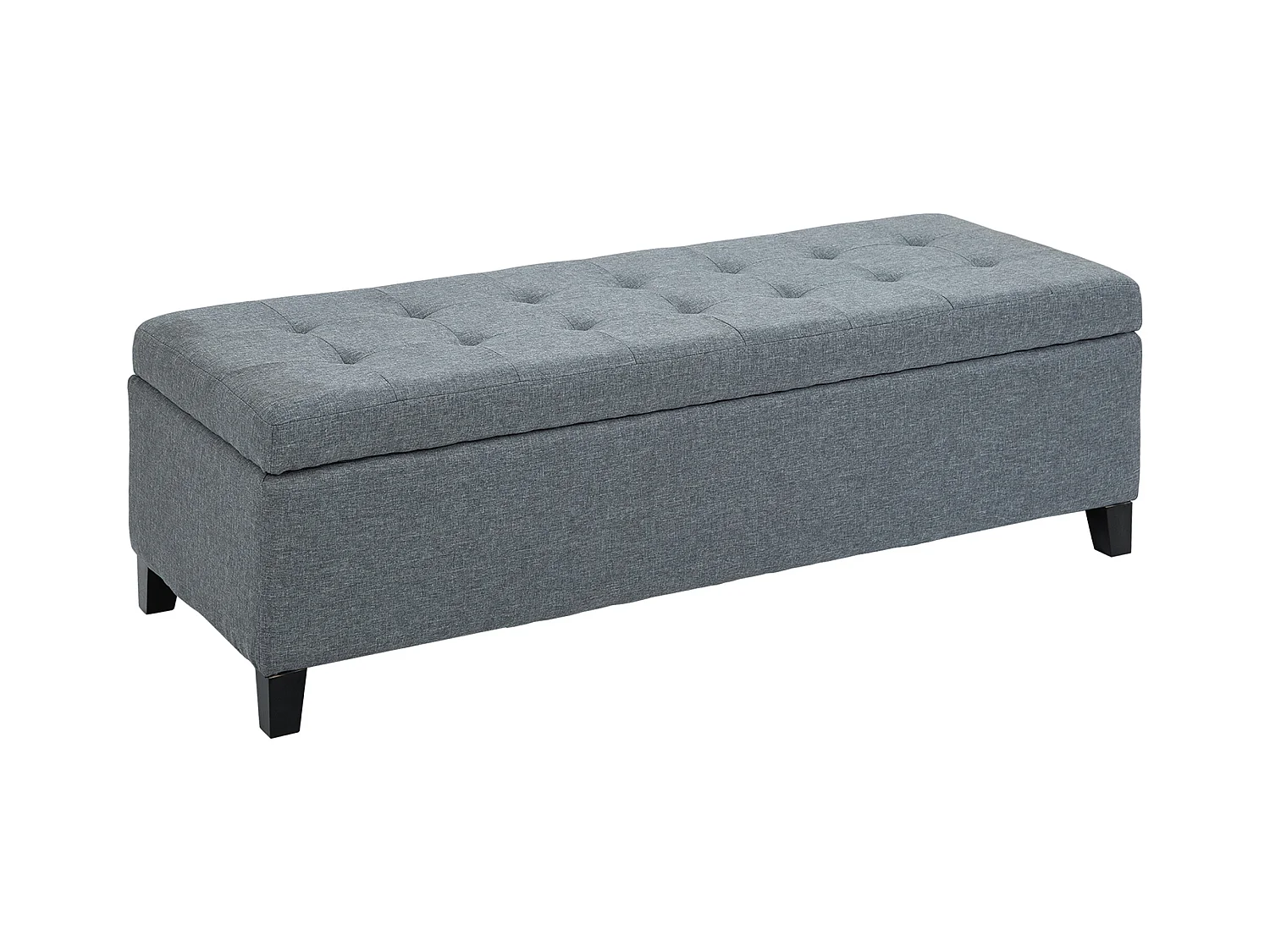 Banc de rangement capitonné avec coussin en lin, gris, avec espace de stockage (125x49x41.5 cm)