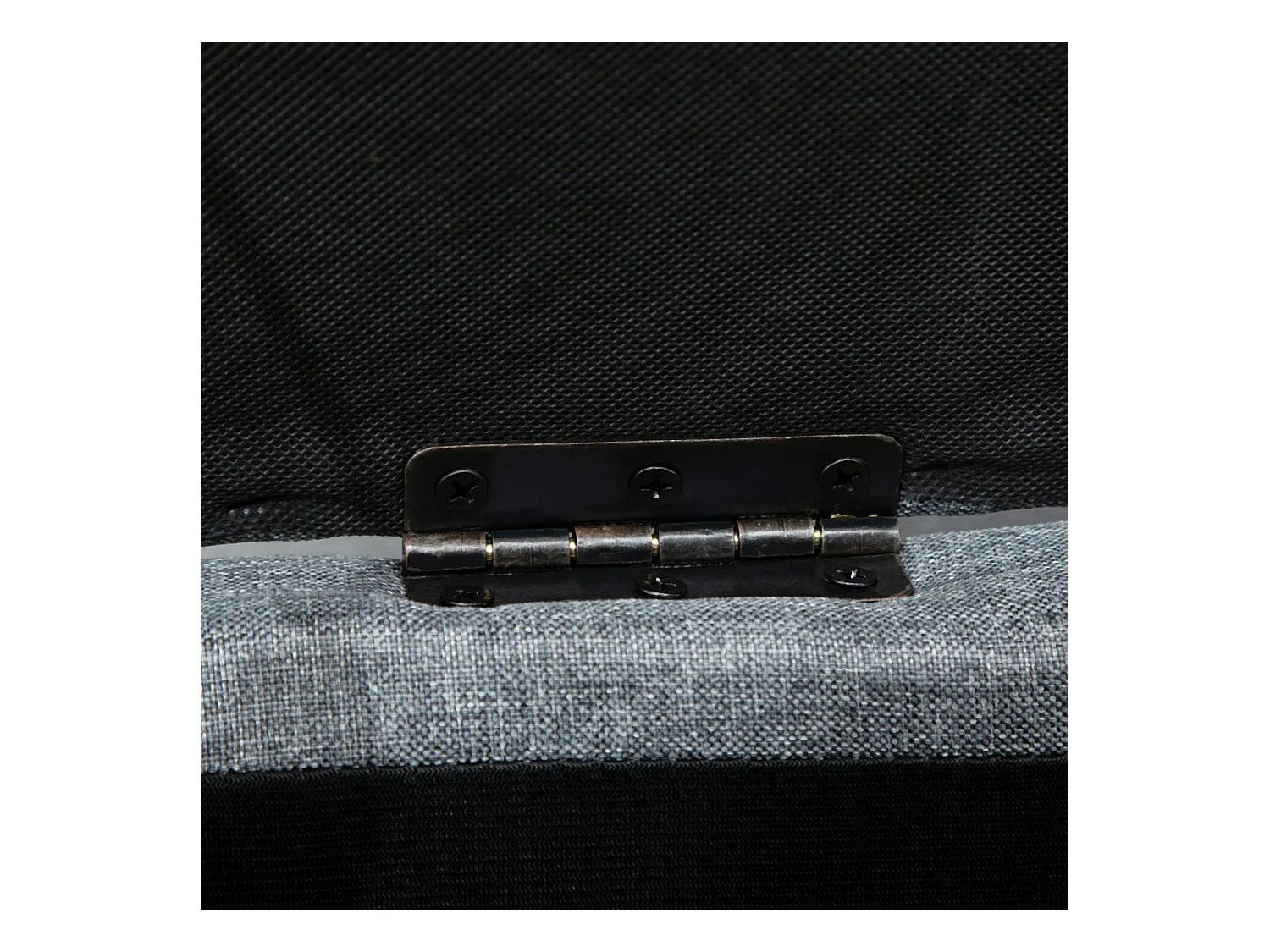 Banc de rangement capitonné avec coussin en lin, gris, avec espace de stockage (125x49x41.5 cm)