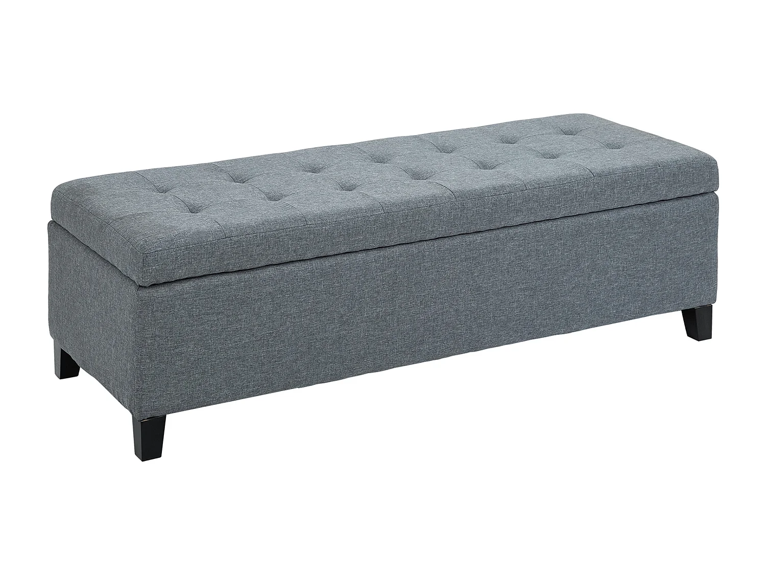 Banc de rangement capitonné avec coussin en lin, gris, avec espace de stockage (125x49x41.5 cm)