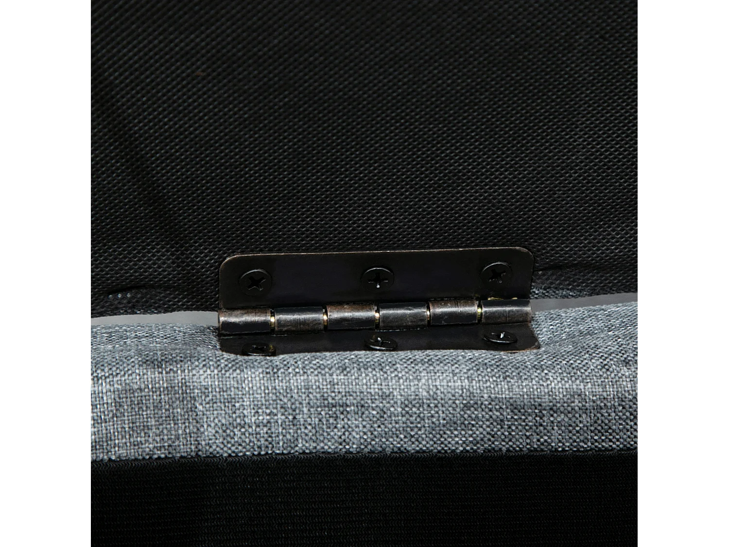 Banc de rangement capitonné avec coussin en lin, gris, avec espace de stockage (125x49x41.5 cm)