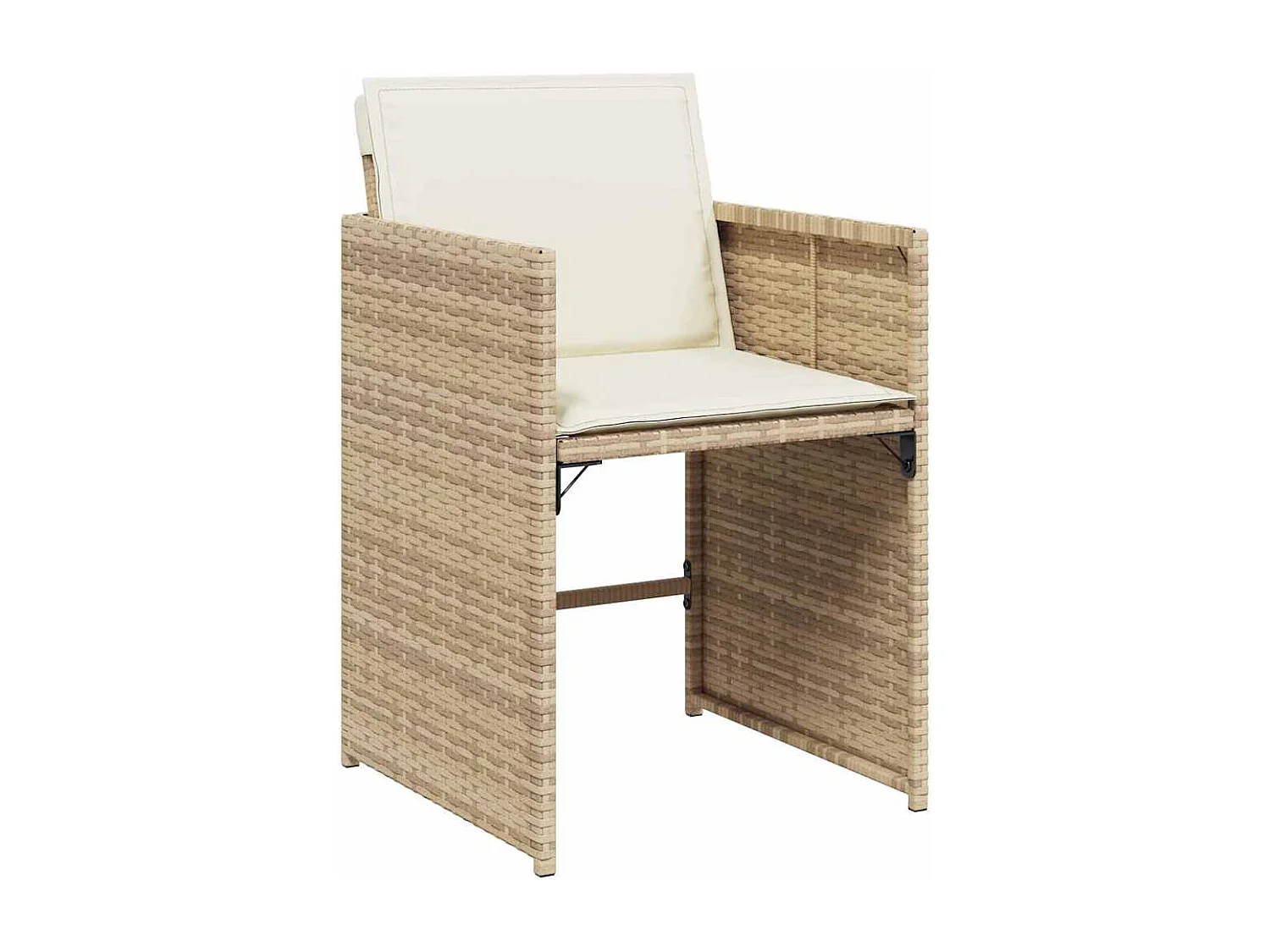 5-teiliges Garten-Ess-Set mit Kissen, PE-Rattan, Beige