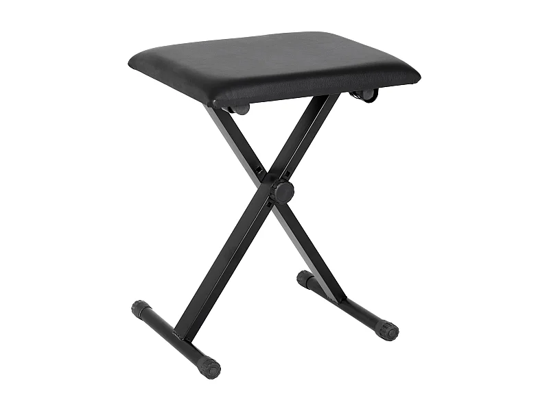 Tabouret de piano réglable en hauteur, pliable, métal, simili-cuir, mousse, noir (39x29x37-47 cm)