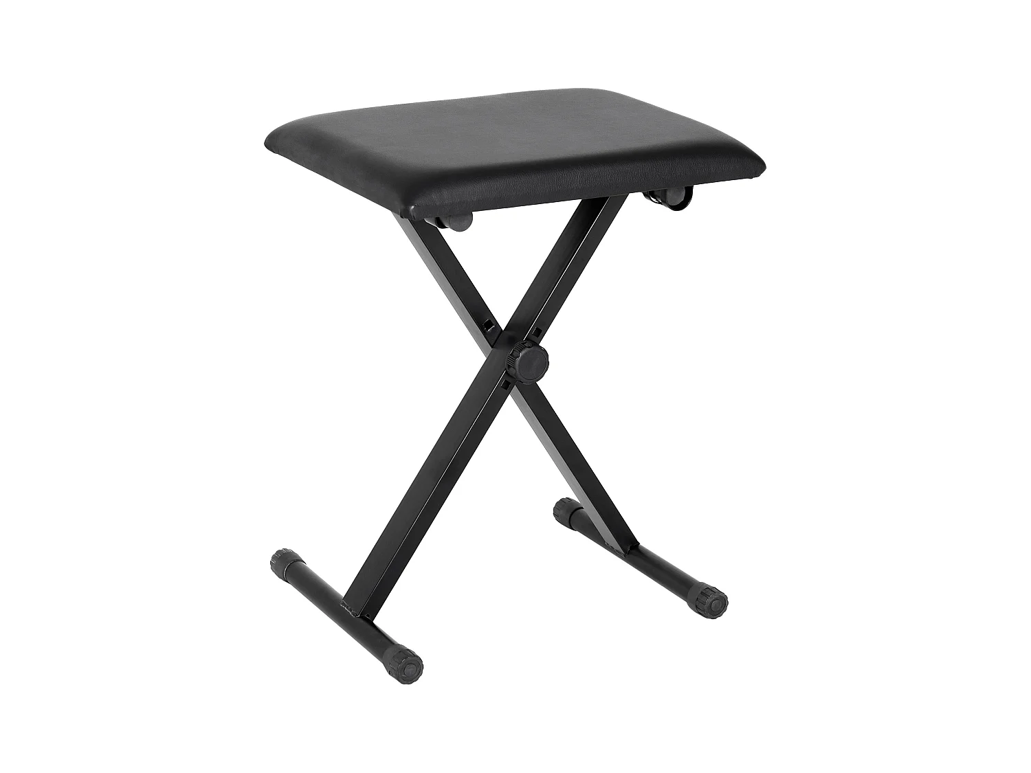 Tabouret de piano réglable en hauteur, pliable, métal, simili-cuir, mousse, noir (39x29x37-47 cm)