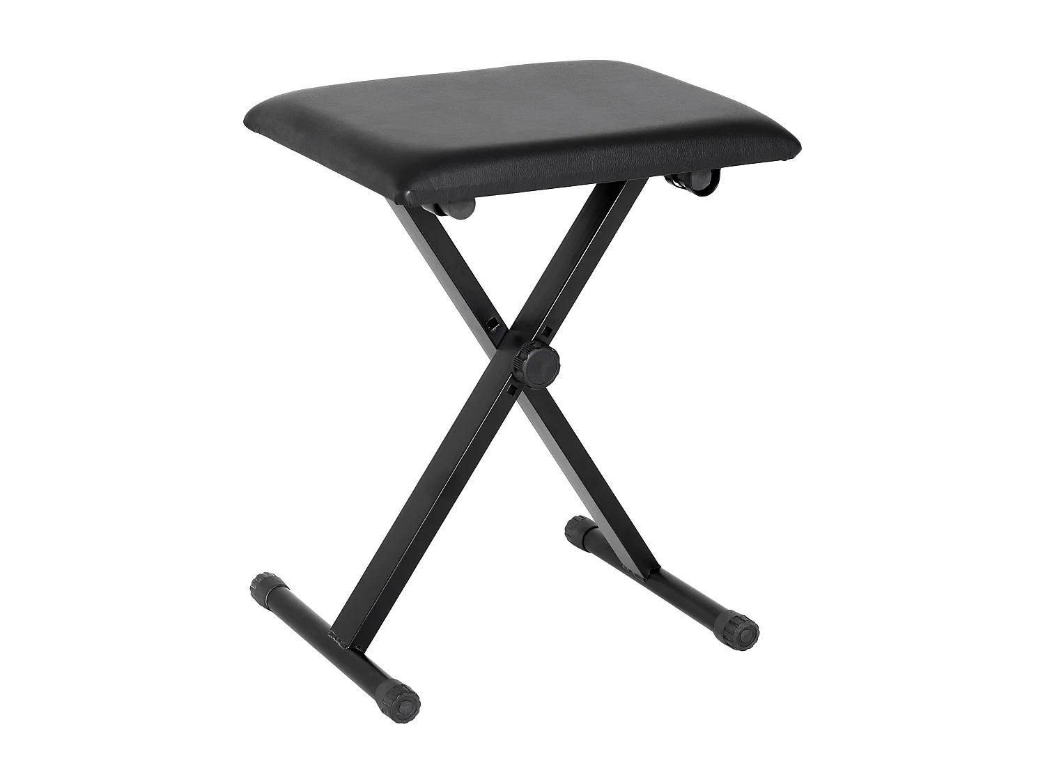 Tabouret de piano réglable en hauteur, pliable, métal, simili-cuir, mousse, noir (39x29x37-47 cm)