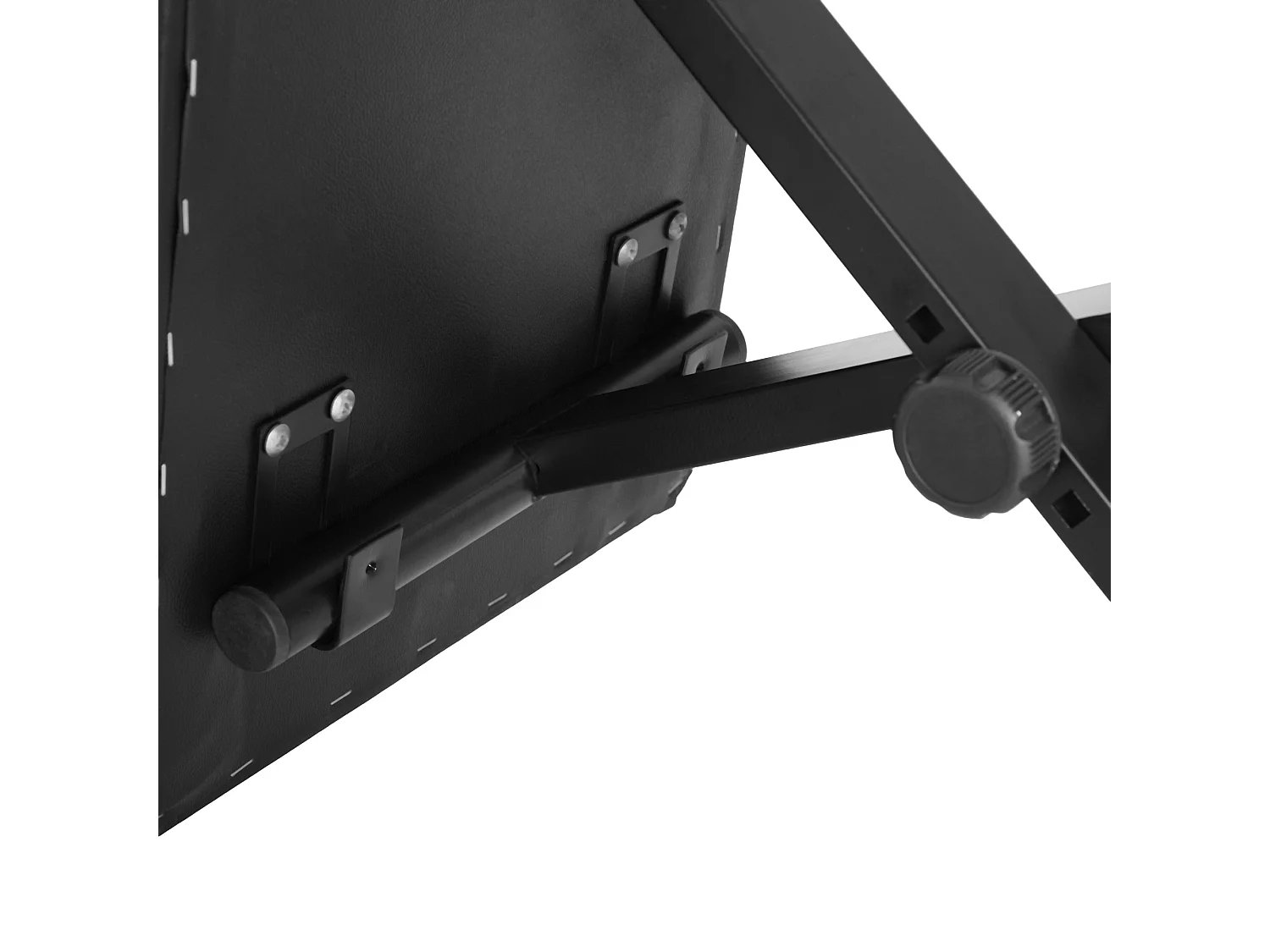 Tabouret de piano réglable en hauteur, pliable, métal, simili-cuir, mousse, noir (39x29x37-47 cm)