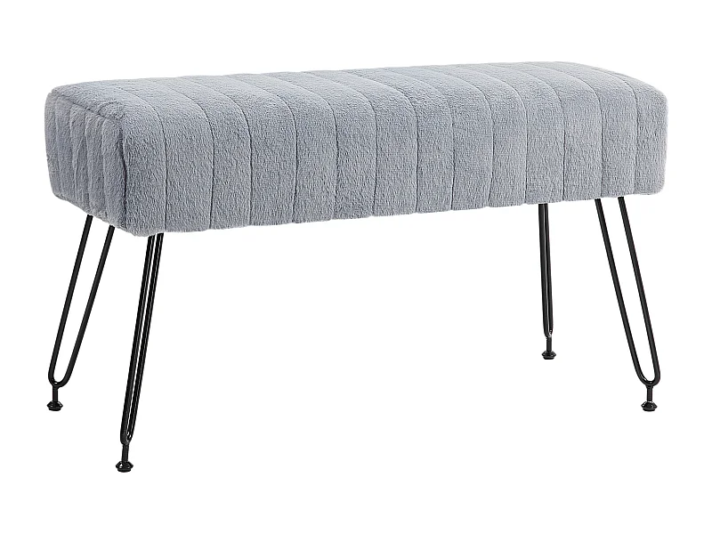 Banquette de rangement, avec accoudoirs, en polyester, gris (82x30x47 cm)